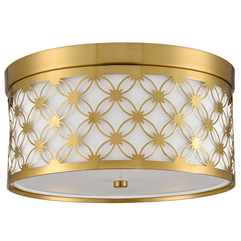 Modern 11'' Round Drum Shade Brushed Gold Dimmable LED Ceiling Light Hallway Light Fixtures
